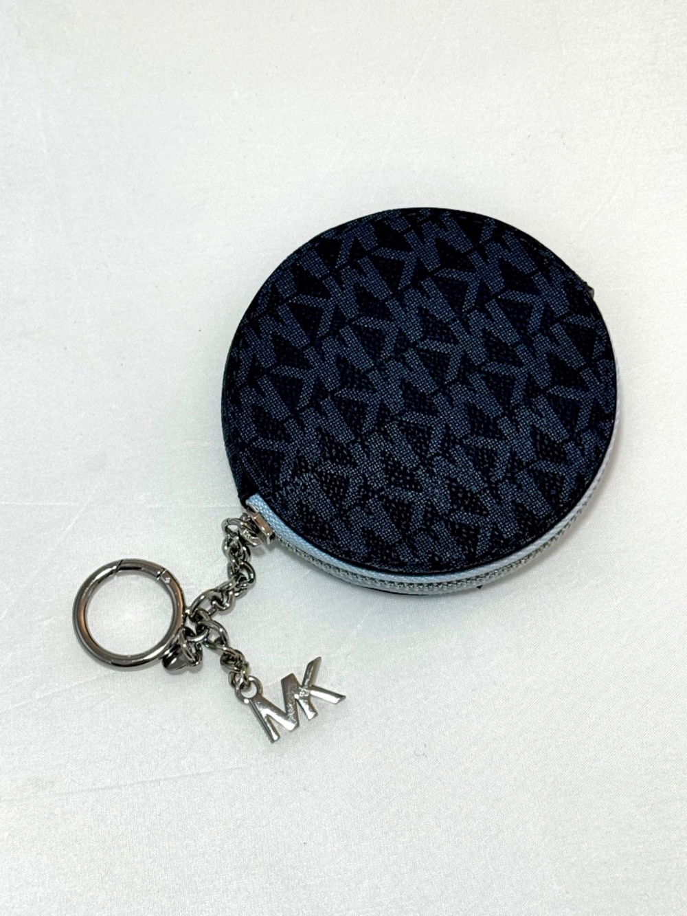 Michael Kors Jet Set Circle Bag Charm Coin Pouch Navy and Blue